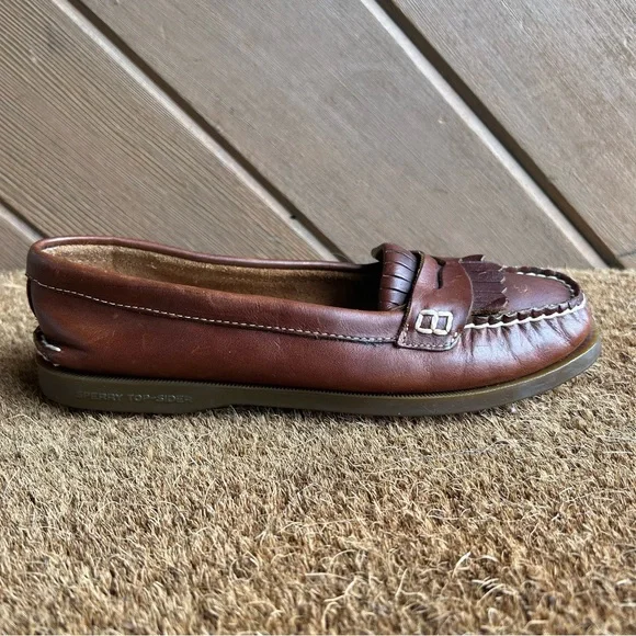 Sperry Brown Leather Loafers - Picture 1 of 9